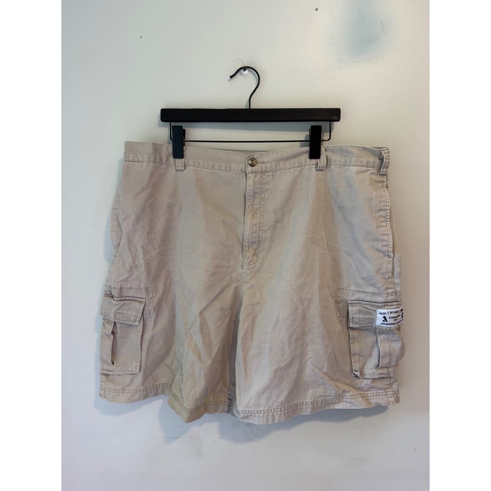 Walt Disney World Mens Khaki Cotton Twill Cargo Shorts Tan Size 40 Vintage Style